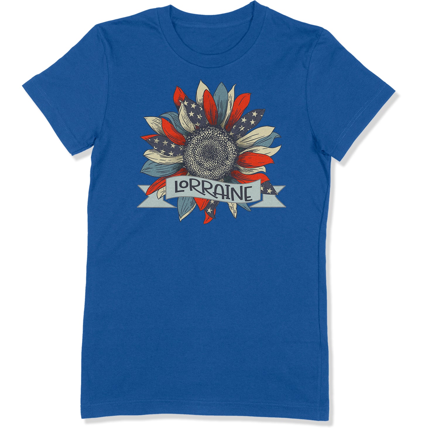 royal blue t-shirt usa flag sunflower