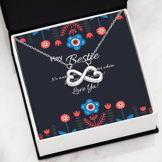 Hey Bestie | Infinity Interlocking Hearts | Best Friend Gift